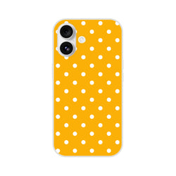 Retro orange and white polka dot iPhone case with matte finish and shock-absorbing TPU protection for iPhone 13-16.