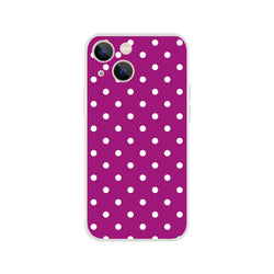 Retro purple and white polka dot iPhone case with matte finish. Shock-absorbing TPU phone cover for iPhone 13-16.