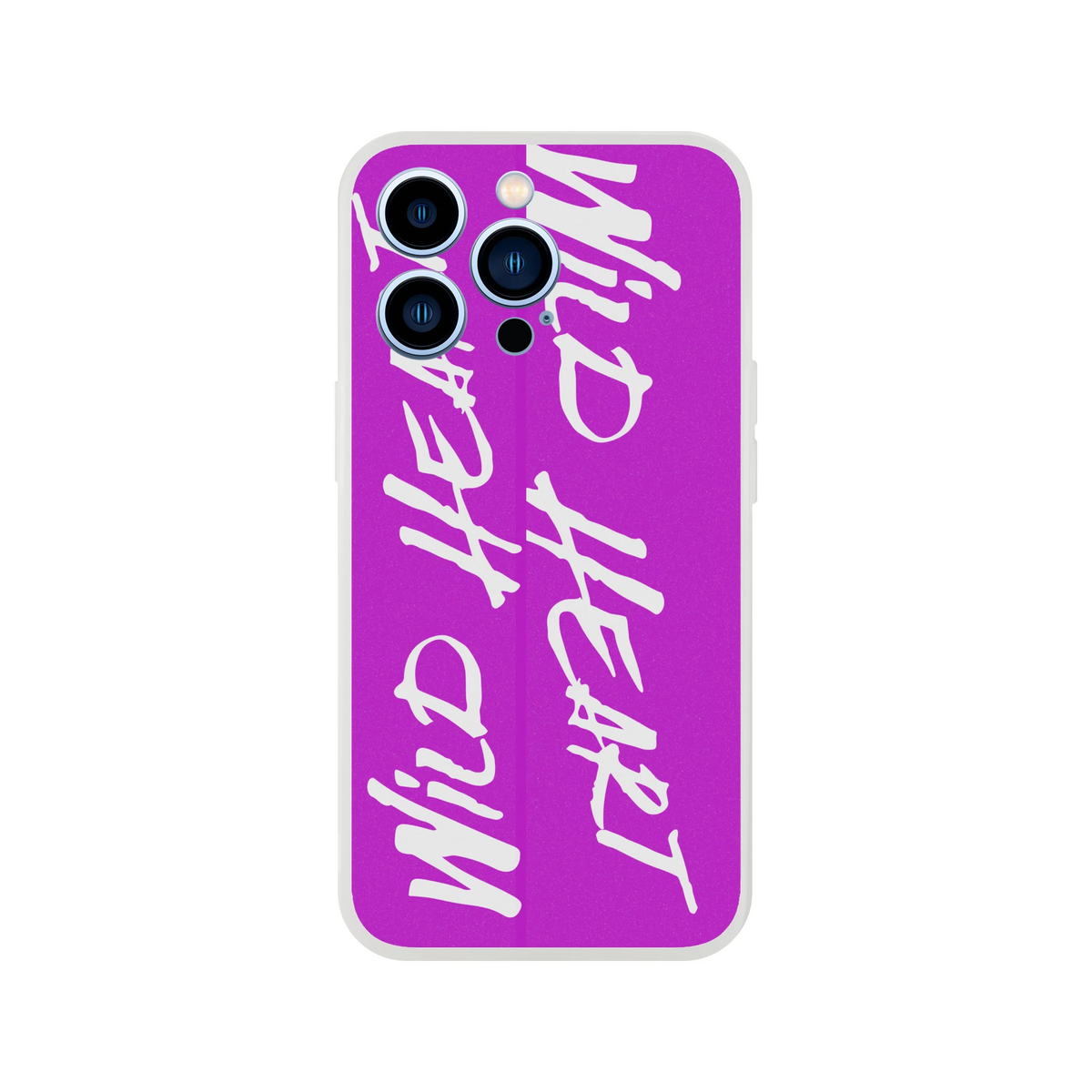 Cute Wild Heart iPhone Case (13-16) with Believe In Yourself slogan, purple matte finish.