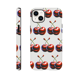Cherries phone case, tough protective cover for iPhone 16–13 with glossy dual-layer wraparound print.