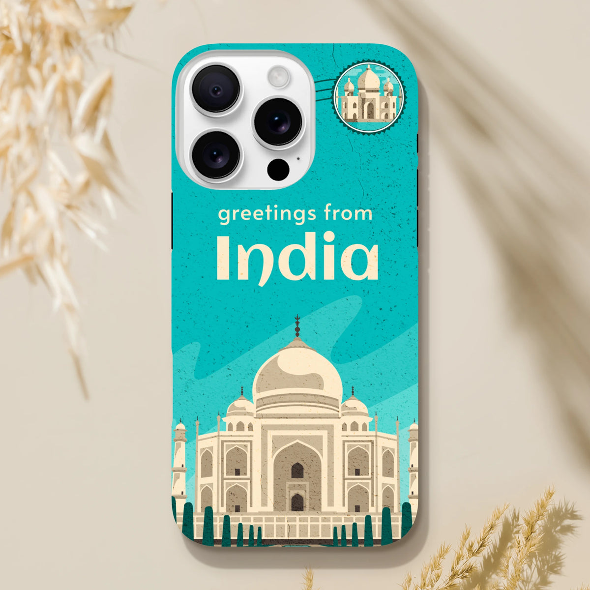 India Taj Mahal Postcard Tough iPhone Case (13-16) Travel Cover with wraparound artwork