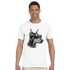 Gangster Dog graphic tee for men on a white soft cotton blend shirt with a dog wearing sunglasses and a chain.