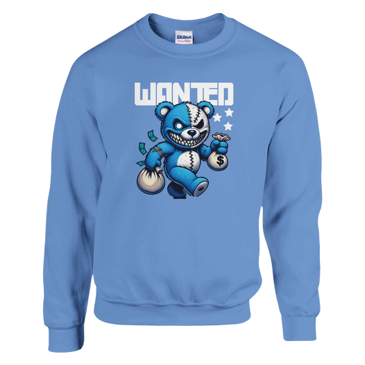 Men's graphic sweatshirt. Blue teddy bear design