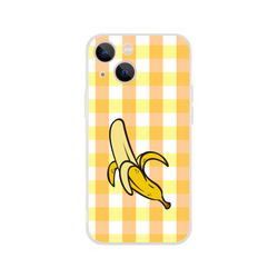 Yellow banana-gingham iPhone case (13-16) with bold streetwear vibe and protective shell