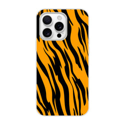 Orange and black tiger print iPhone case for 13–16 with a slim matte finish and bold animal design.