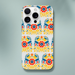 Floral wraparound tough protective case for iPhone 16–13 with dual-layer durability and glossy finish