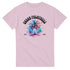 Pink women's T-shirt with a colorful palm tree splash and curved 'Urban Palmtrees' text.