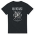 Outcast men's graphic T-shirt with winged artwork on grid, soft cotton blend, grey/blue/black, sizes S–XL.