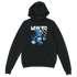 Men's Wanted Teddy Bear Hoodie on black cotton blend with blue bear graphic and money bags.