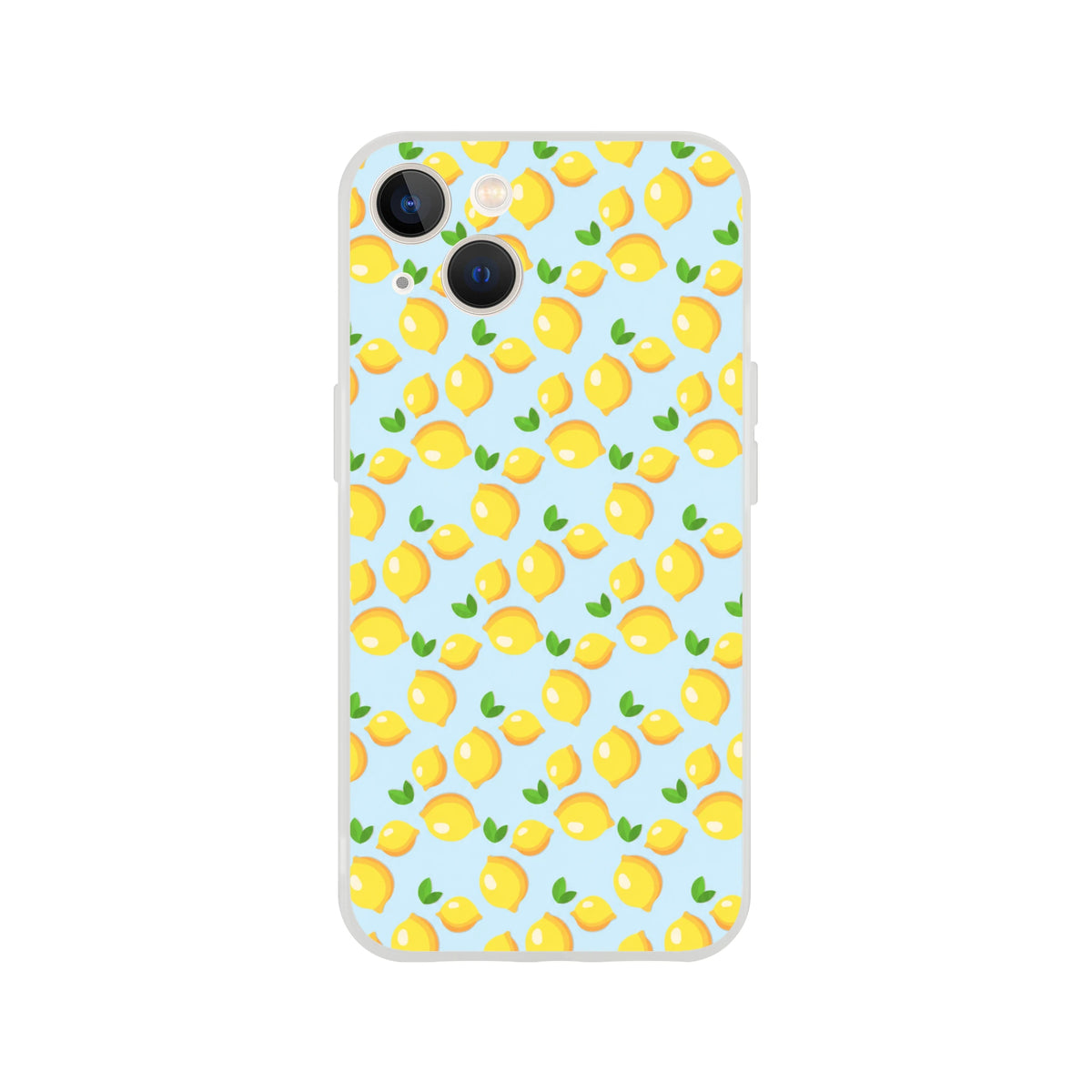 Blue lemon-pattern iPhone case for iPhone 13-16 with a cute citrus design