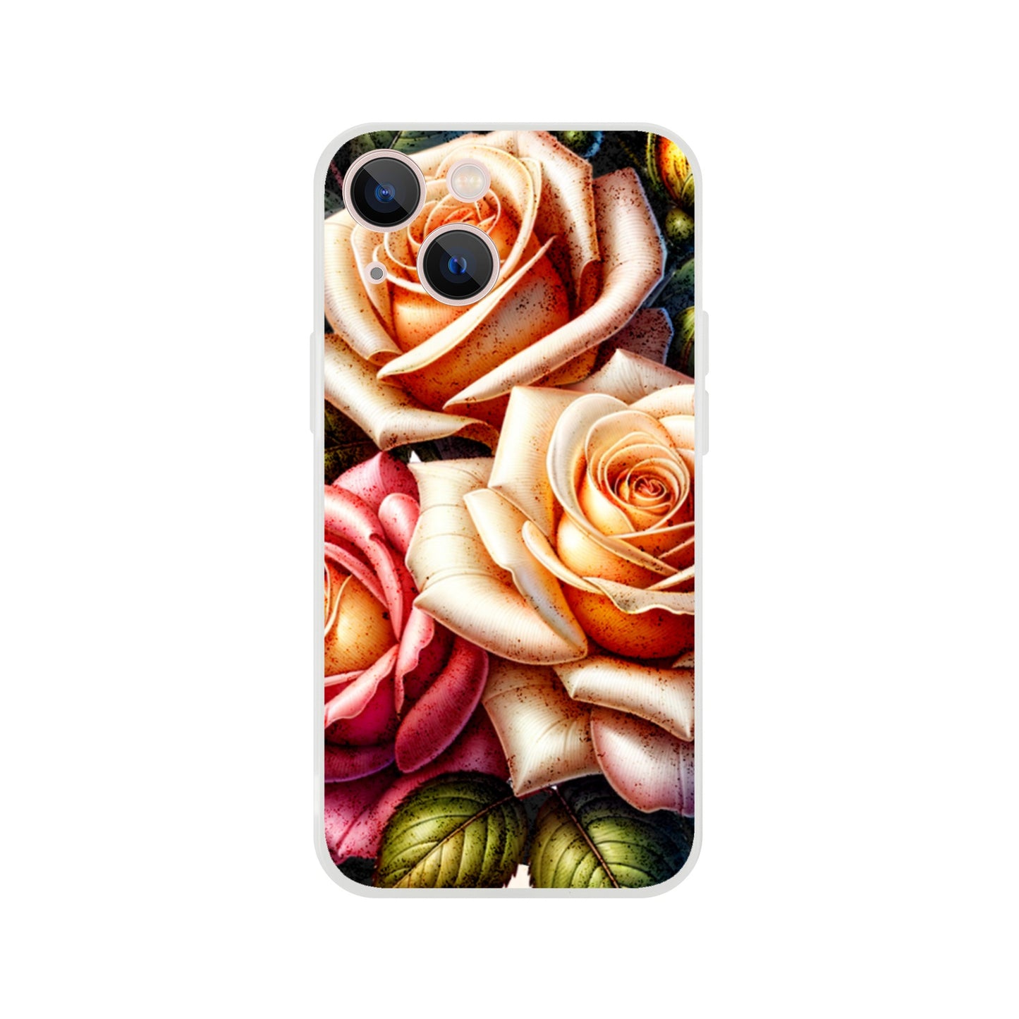 iPhone case with a design of roses on a white background 5