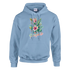 Light blue women's Y2K Paradise hoodie featuring tropical palm trees and Paradise script.