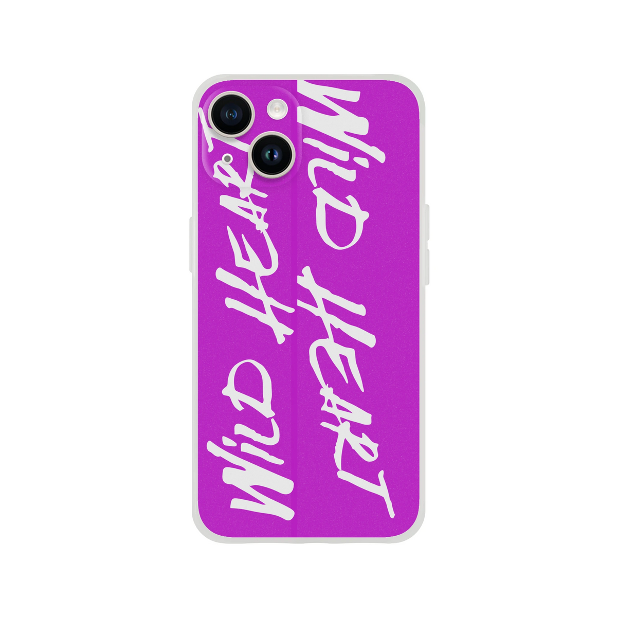 Believe In Yourself slogan iPhone case for 13-16, purple with white abstract lettering, slim matte cover