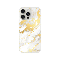 Gold & Cream Marble iPhone Case with abstract gold swirls for iPhone 13–16.
