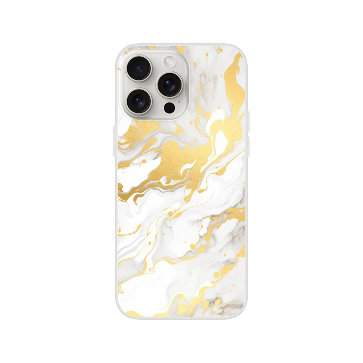 Gold & Cream Marble iPhone Case with abstract gold swirls for iPhone 13–16.