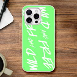 Bright green iPhone case for 13-16 with bold white slogan and triple-camera cutout.