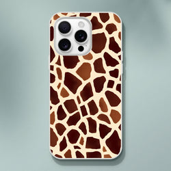 Brown giraffe print iPhone case for models 13-16, Safari Animal Phone Case.