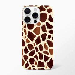 Tough iPhone case featuring a bold giraffe print safari pattern with brown spots on a cream background for wild streetwear style.
