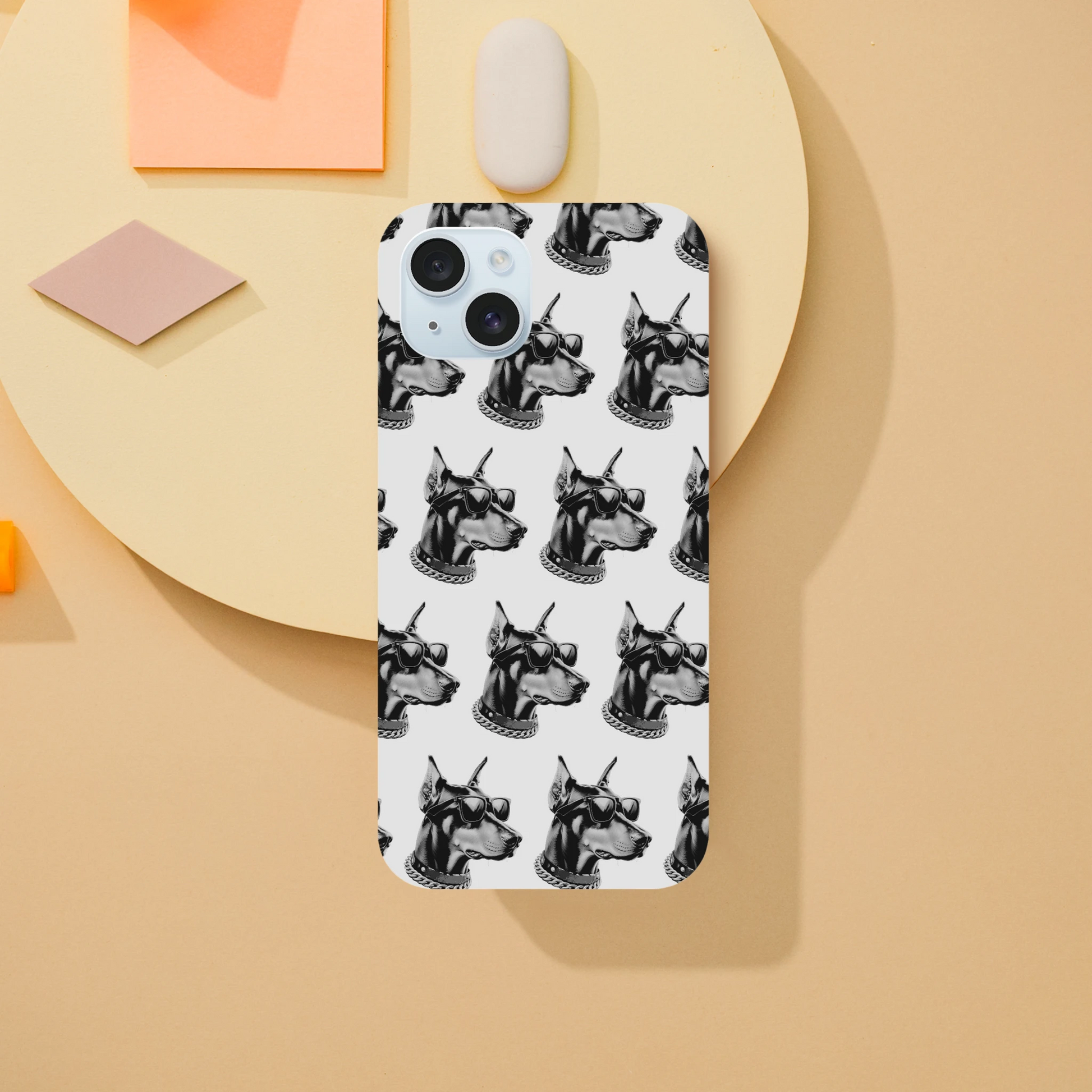 Gangster dog pattern tough iPhone case with dual-layer protection, glossy finish, wraparound print for iPhone 16-13.