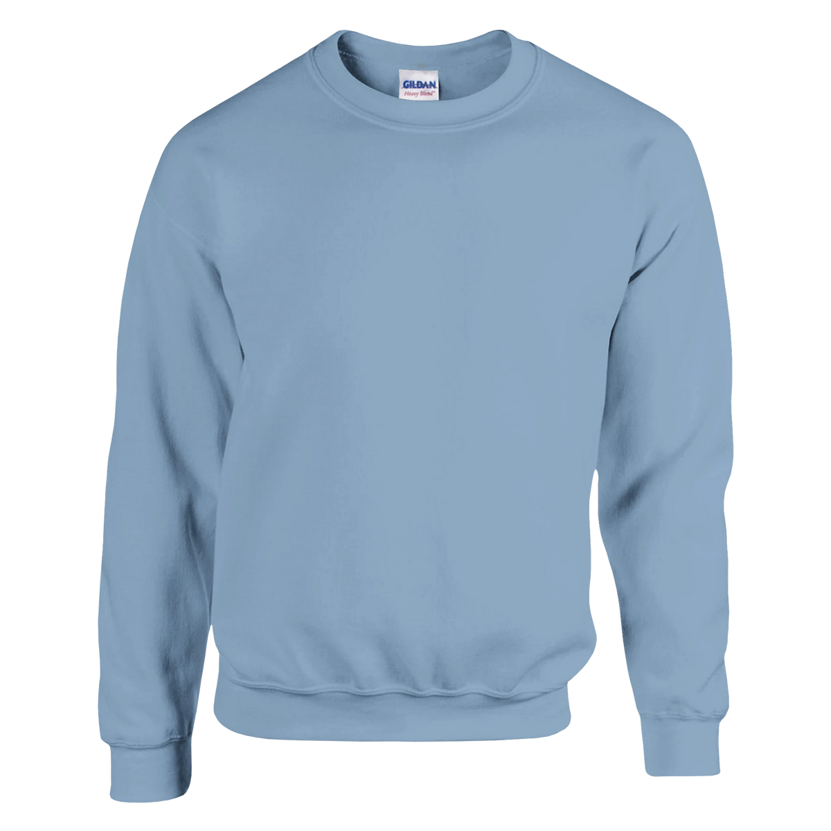 Light blue crewneck sweatshirt featuring long sleeves and ribbed cuffs, styled as a tropical retro back print garment for women.