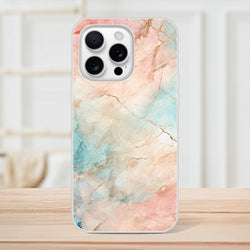 Pastel Marble iPhone Case (13-16) Peach & Aqua abstract design, gallery-ready look.