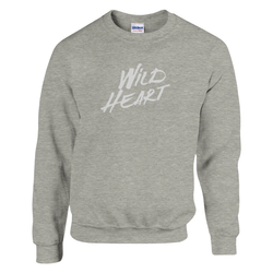 Cute Wild Heart sweatshirt in heather gray with white slogan for women, cozy streetwear.