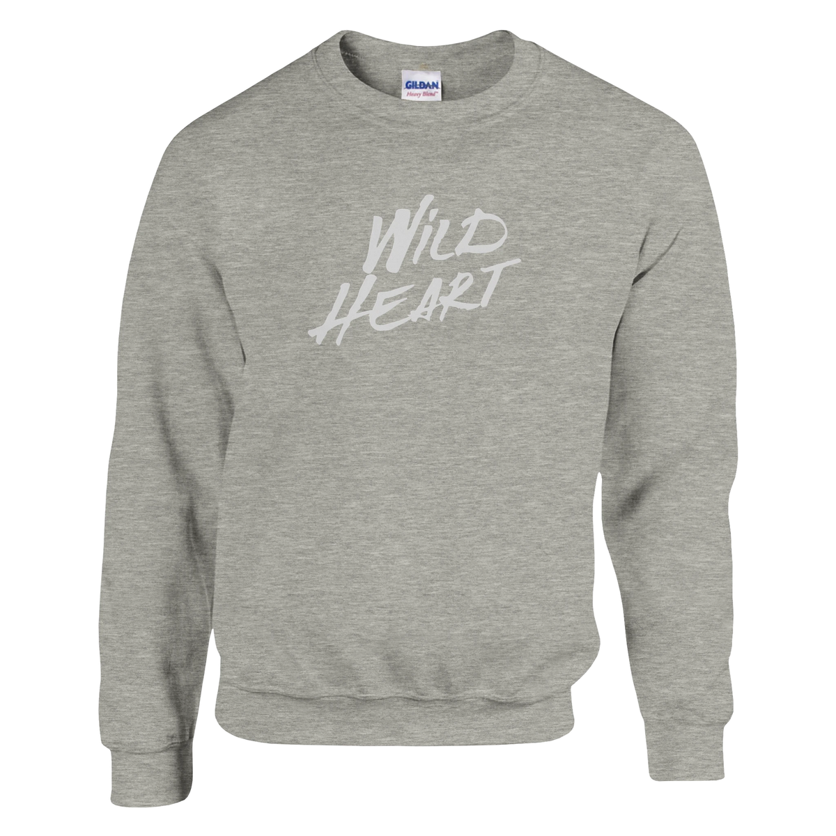 Cute Wild Heart sweatshirt in heather gray with white slogan for women, cozy streetwear.