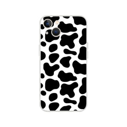 Black and white cow-print iPhone case for iPhone 13-16, bold Y2K animal-inspired design.