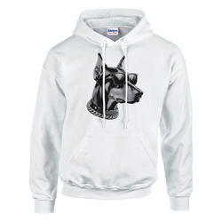 Gangster Dog Jumper: white hoodie with a graphic of a dog wearing sunglasses and a chain.