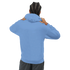 Back view of man wearing blue cotton-blend Men's Urban Teddy Bear Hoodie.