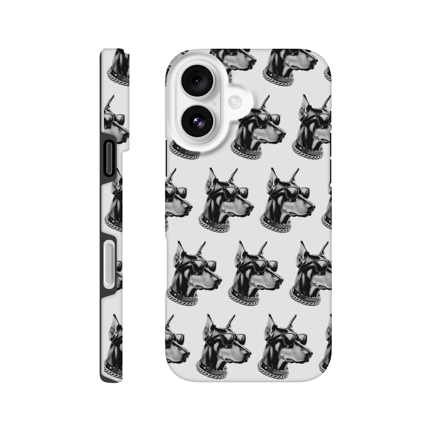 Gangster dog phone case with wraparound print, sunglasses-wearing dog design, dual-layer protection for iPhone 16-13.