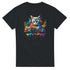 Black Cat DJ graphic tee featuring a colorful cat wearing headphones and a DJ controller.