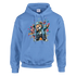 Blue men's Dab Teddy Bear Hoodie featuring a colorful graffiti bear graphic in a 50/50 cotton-poly blend.