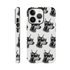 Gangster Dog iPhone case for 16/15/14/13 double-layer wraparound print of grayscale Doberman with sunglasses and chain.
