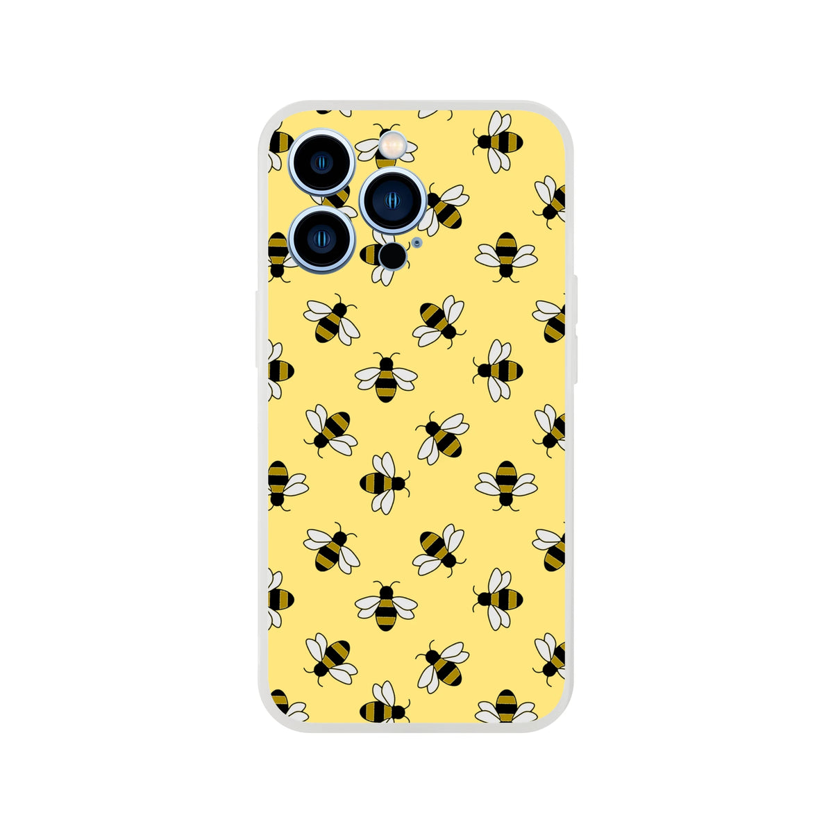 Yellow iPhone case 13-16 with honey bee aesthetic pattern for a cute streetwear-inspired look.