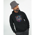 Man wearing black British Bulldog Jumper hoodie with neon bulldog graphic, front pouch pocket, soft cotton blend
