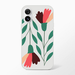 Floral design on a frosted transparent, slim iPhone case for iPhone 13–16; protective and flexible.