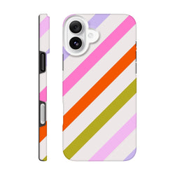 Retro colourful diagonal stripe tough iPhone case with shock-absorbing TPU protection against drops and scratches.