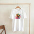 White women's graphic tee with a colorful neon dog wearing sunglasses on the front.