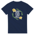Good Vibes Only T Shirt, women's graphic tee with floral wreath on navy blue, soft cotton blend.