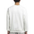 Back view of a model wearing a white Teddy Bear graphic sweatshirt.