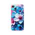 Blossom floral iPhone case with blue-pink blooms on pink backdrop, slim TPU protective cover for iPhone 16/15/14/13