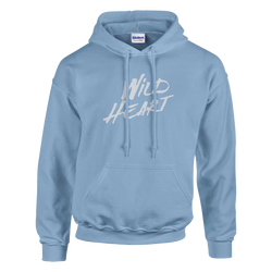 Light blue Cute Wild Heart Hoodie with bold white slogan.