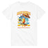 Sunny Squeeze tropical cocktail graphic tee featuring a palm tree, umbrella, and beach scene on white cotton blend.