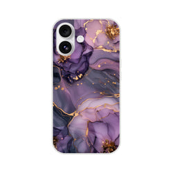 Purple and Gold Marple iPhone Case (13-16) with luxury abstract agate marble pattern