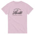 Pink Hustle men's graphic T-shirt with bold 'Hustle' script on chest; soft cotton-blend, crew-neck.
