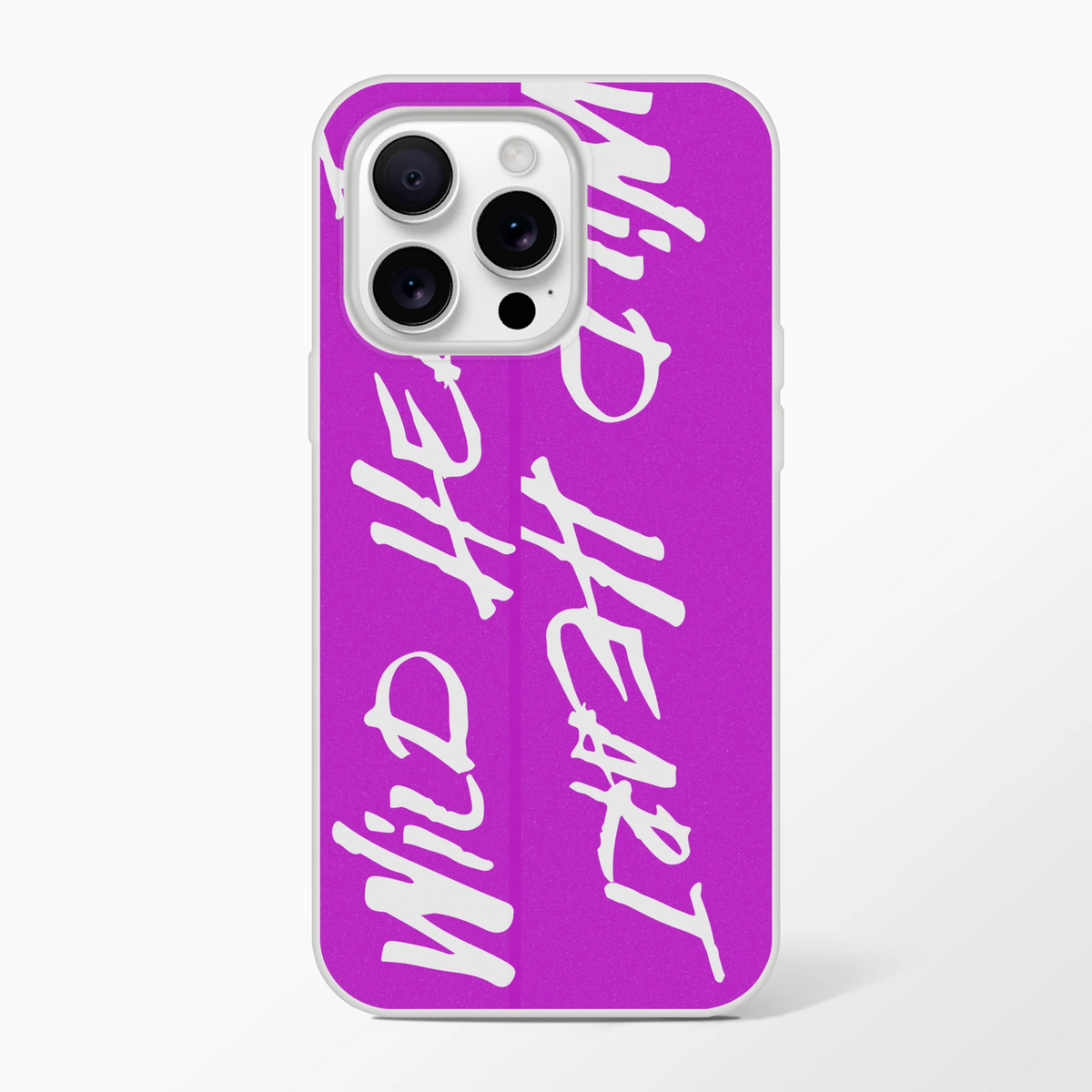 Cute Wild Heart iPhone Case for iPhone 13-16 with Believe In Yourself slogan; matte purple case, white graphics.