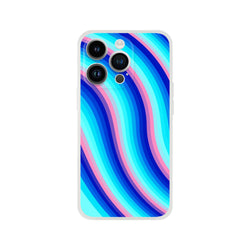 Blue and pink retro wave swirl iPhone case for iPhone 13-16, slim matte shell with vivid print
