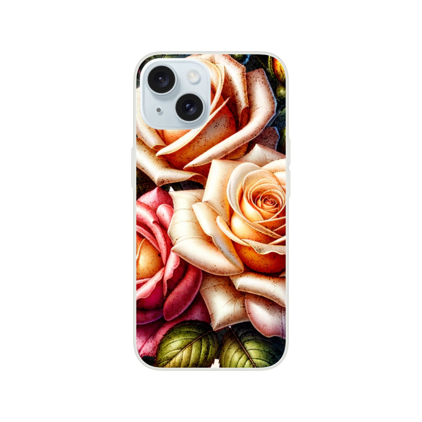 iPhone case with a design of roses on a white background 12