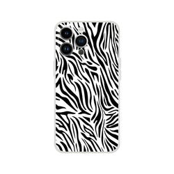 Black and white zebra print iPhone case for iPhone 13–16, bold Y2K animal aesthetic with durable protection